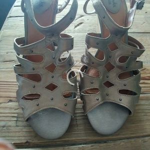 Clark's artisan pewter wedge  sandals